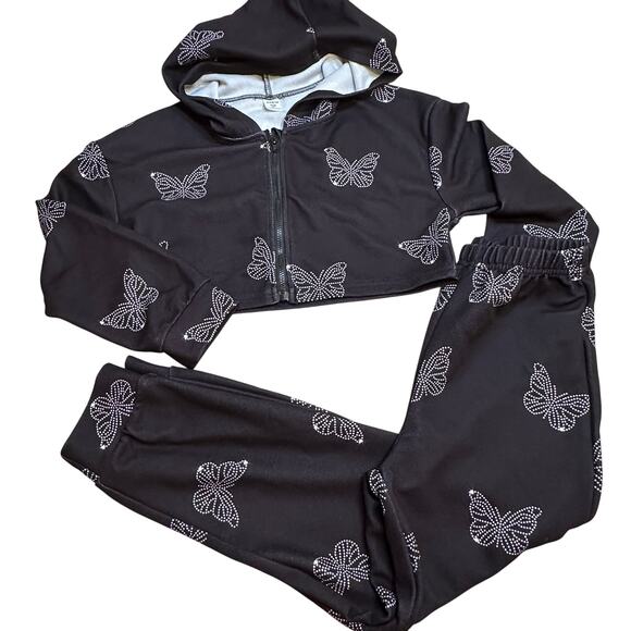 Girls Two Piece Matching Set Sz 8 Butterfly Set - Picture 1 of 5